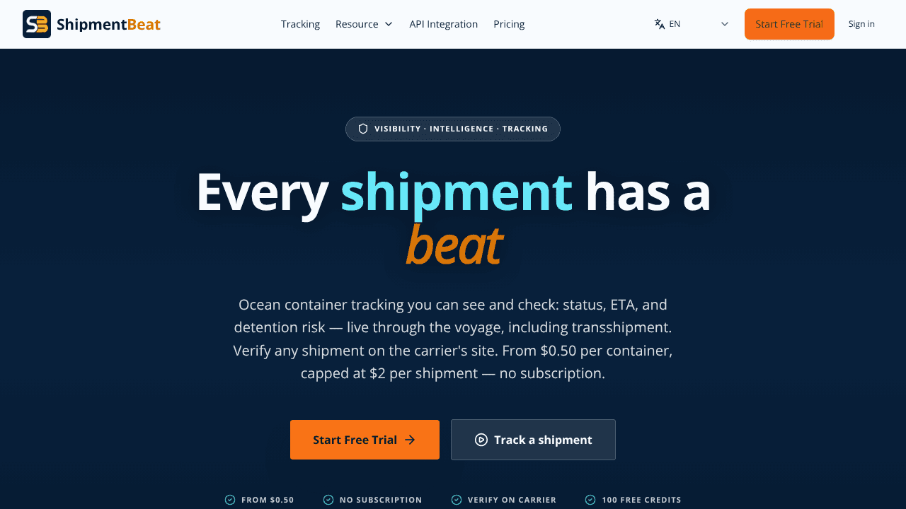 ShipmentBeat website screenshot