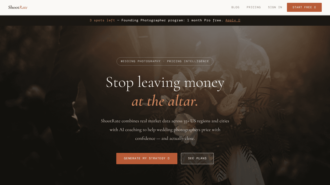 ShootRate website screenshot