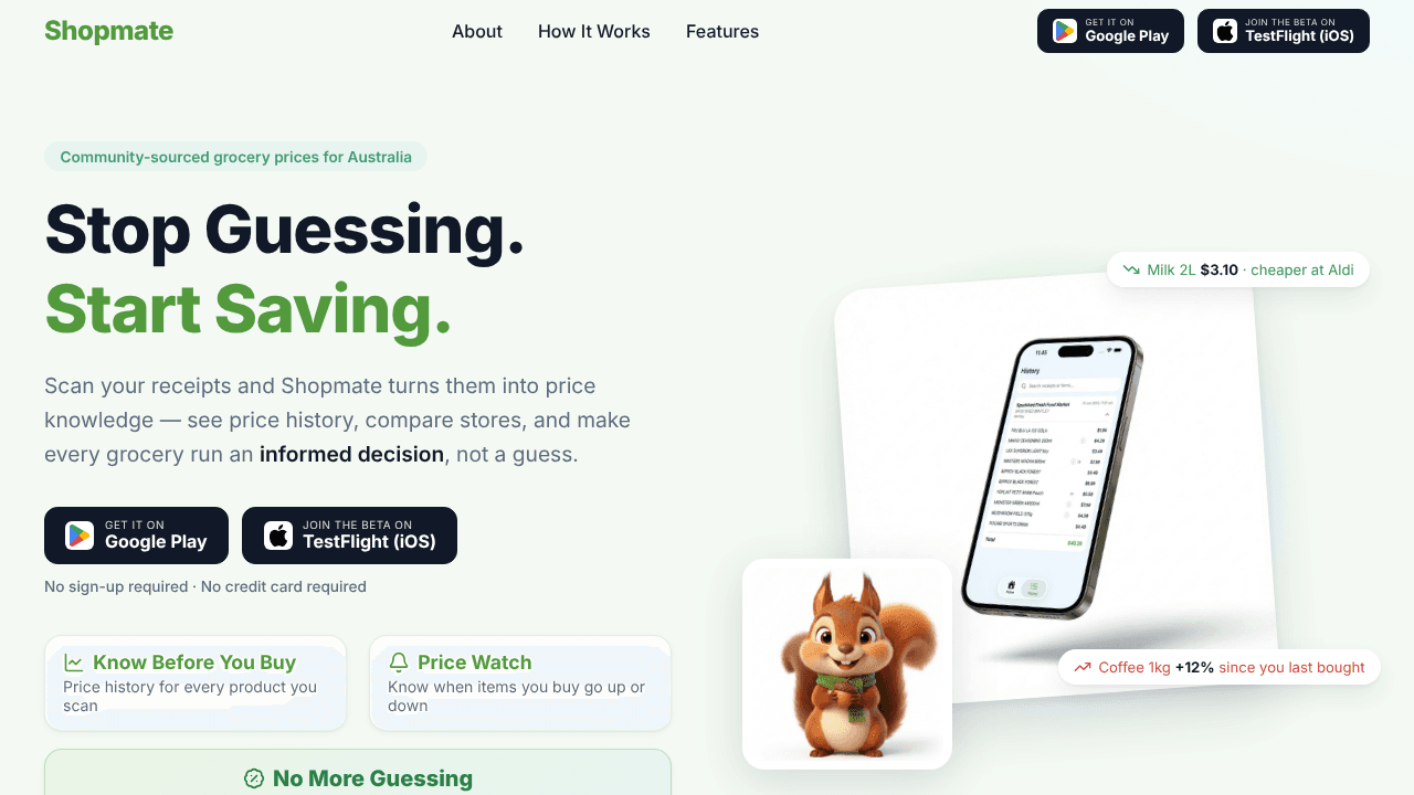 Shopmate website screenshot