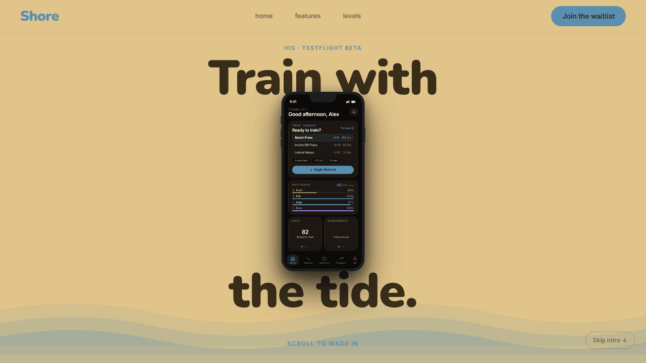 Shore — Join the Waitlist website screenshot