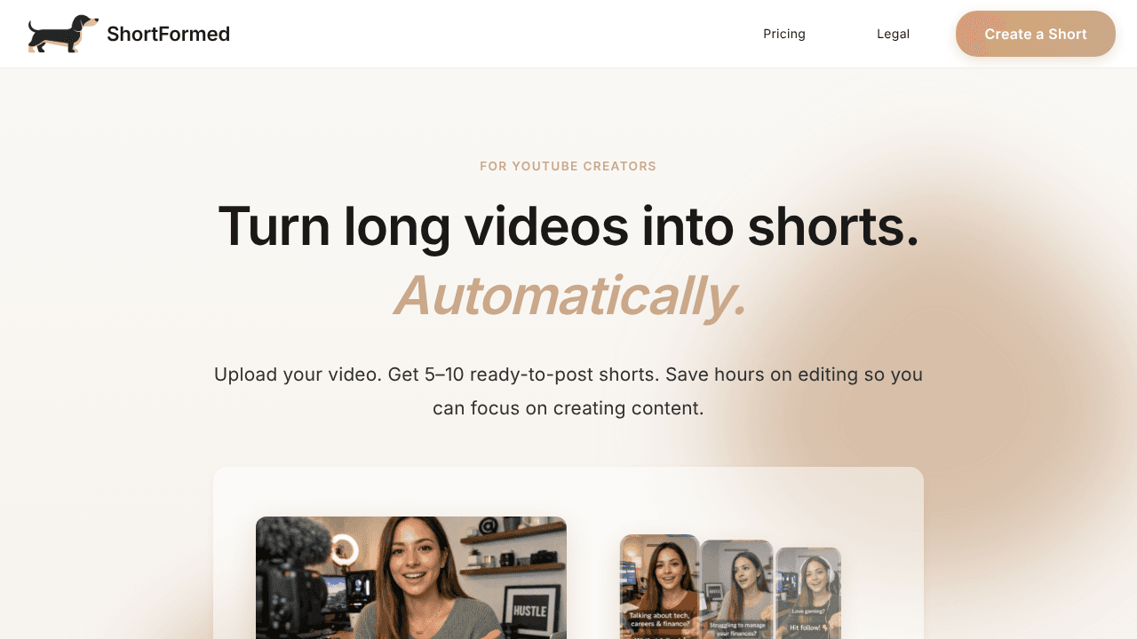 ShortFormed website screenshot