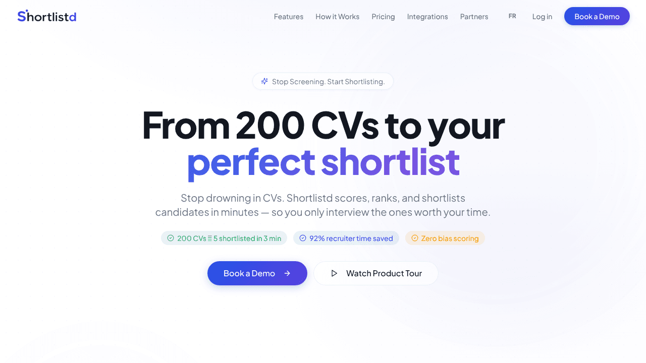 Shortlistd website screenshot