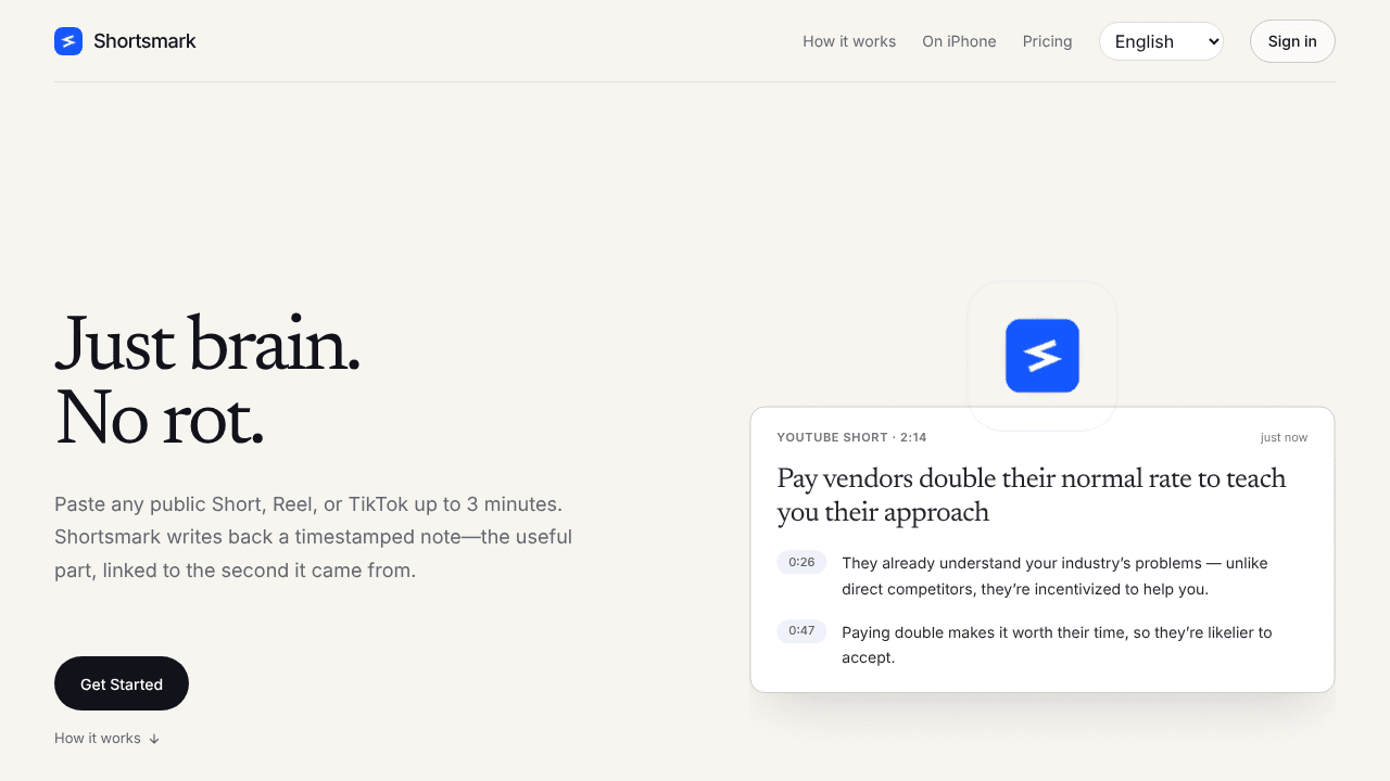 Shortsmark website screenshot
