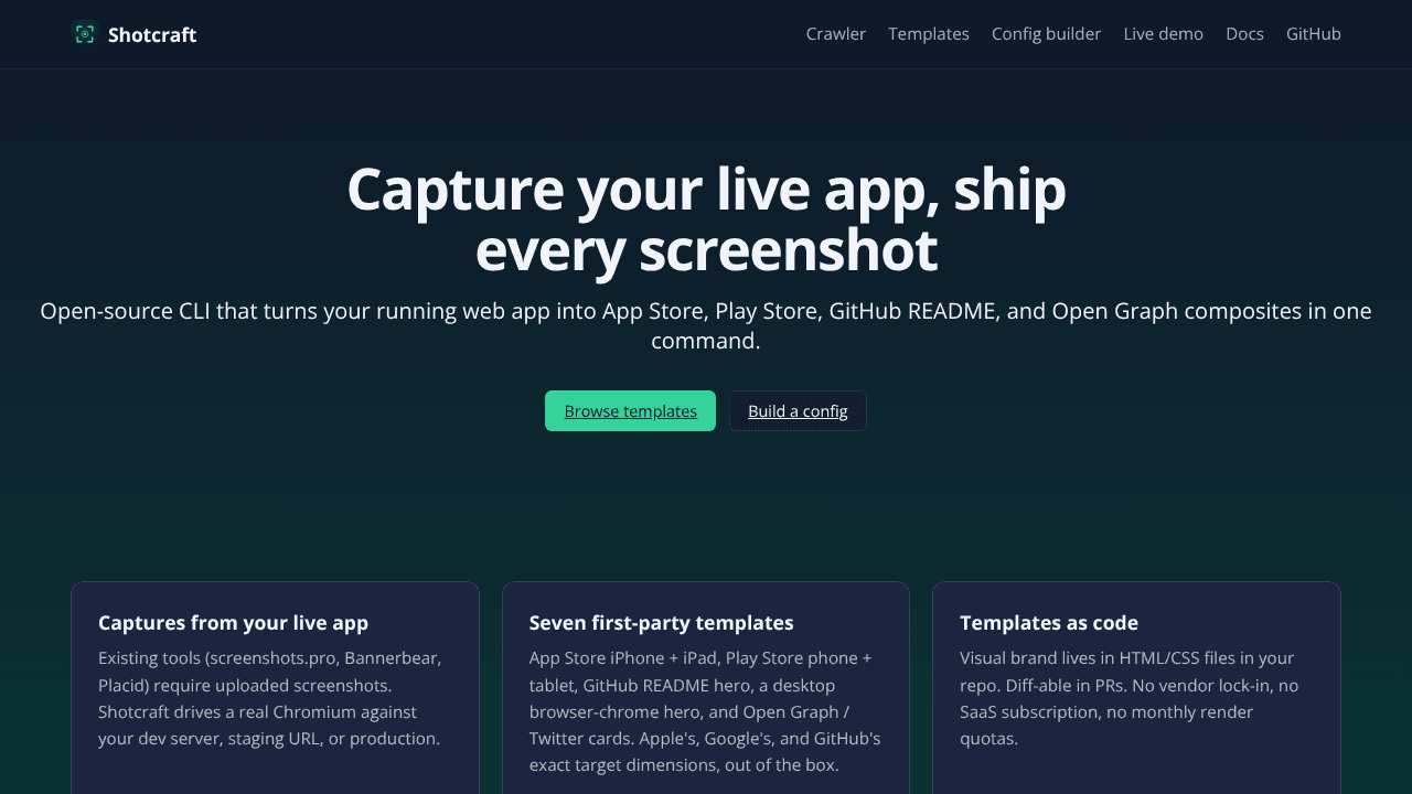Shotcraft website screenshot