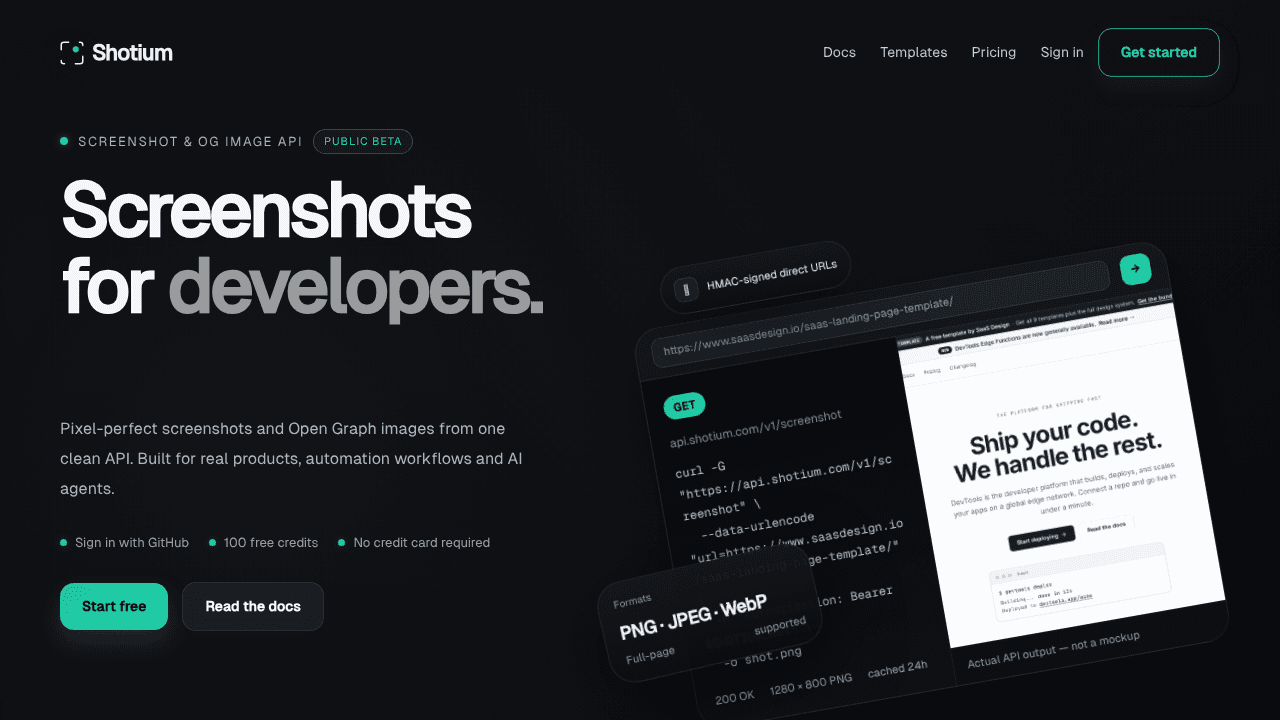Shotium website screenshot