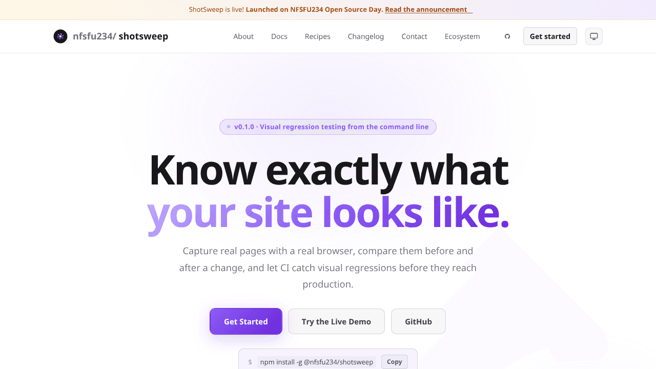 ShotSweep website screenshot
