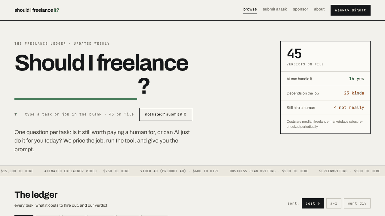 Should I Freelance It? website screenshot