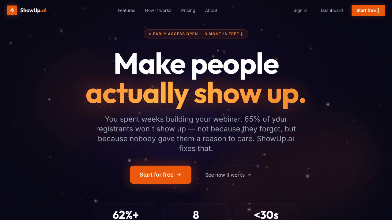 ShowUp.ai website screenshot