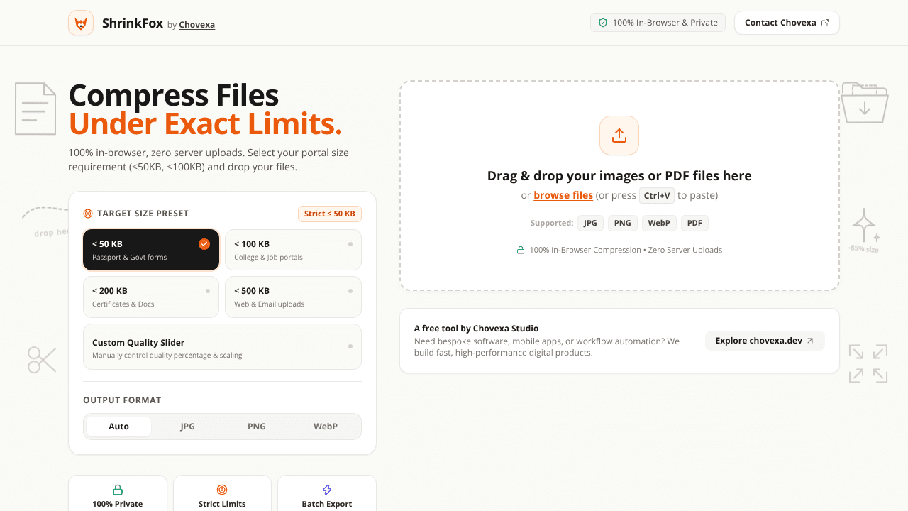 ShrinkFox by Chovexa website screenshot