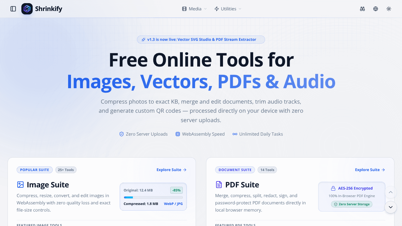Shrinkify website screenshot