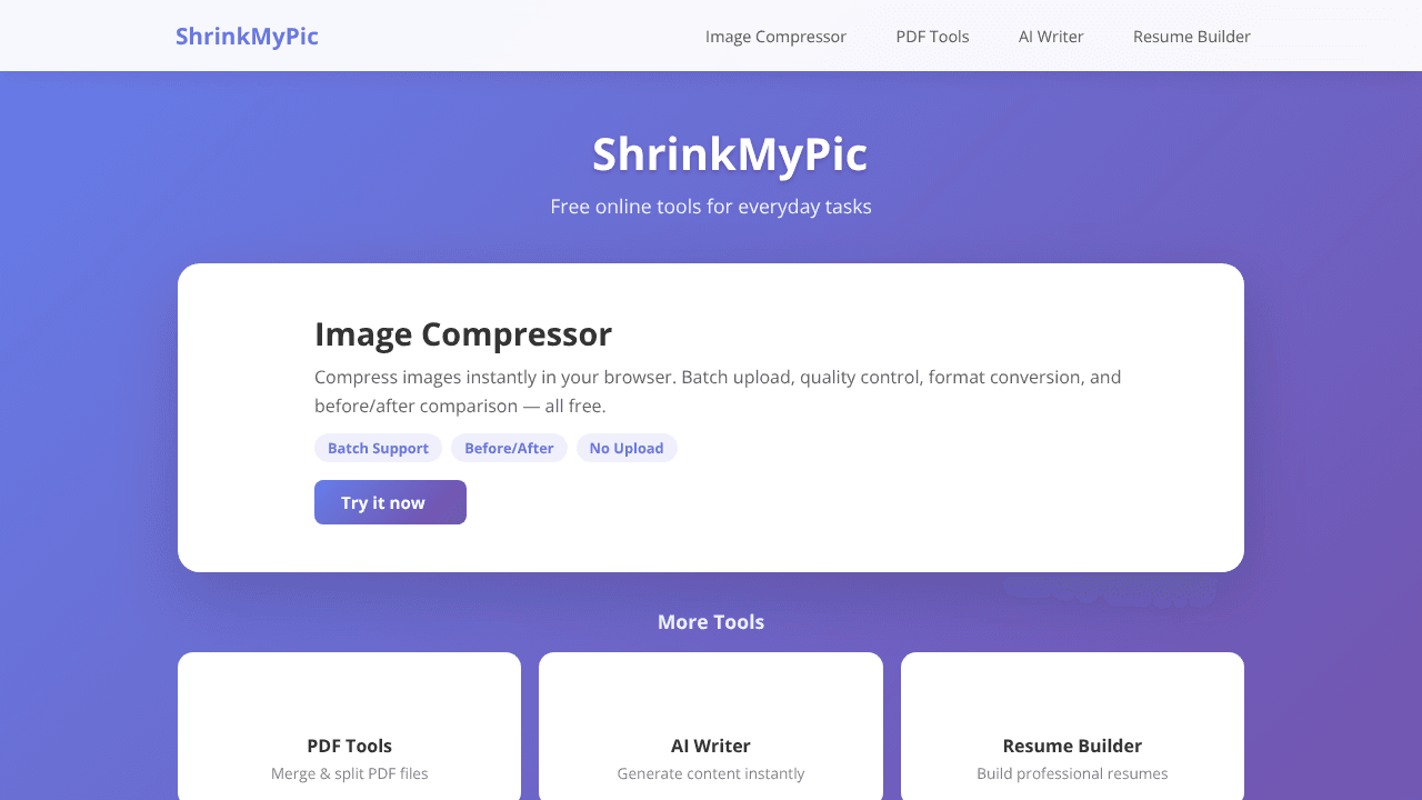 ShrinkMyPic website screenshot