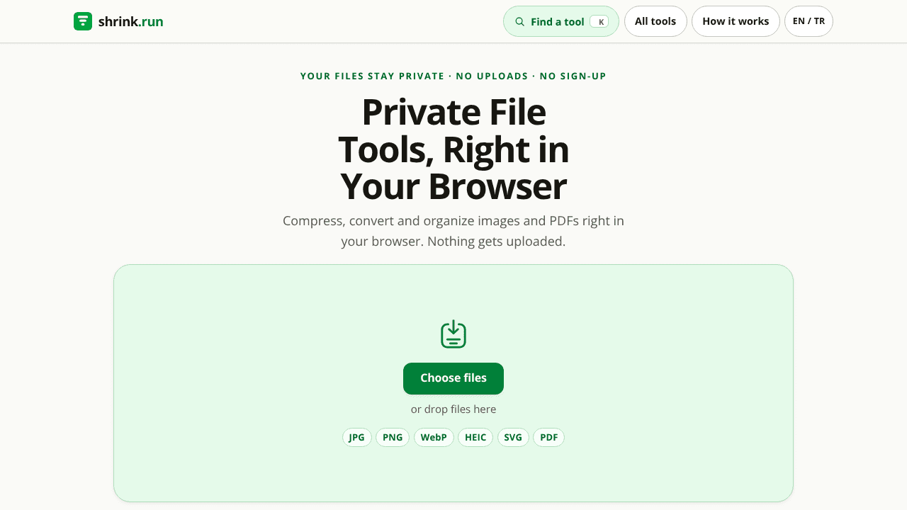 shrink.run website screenshot
