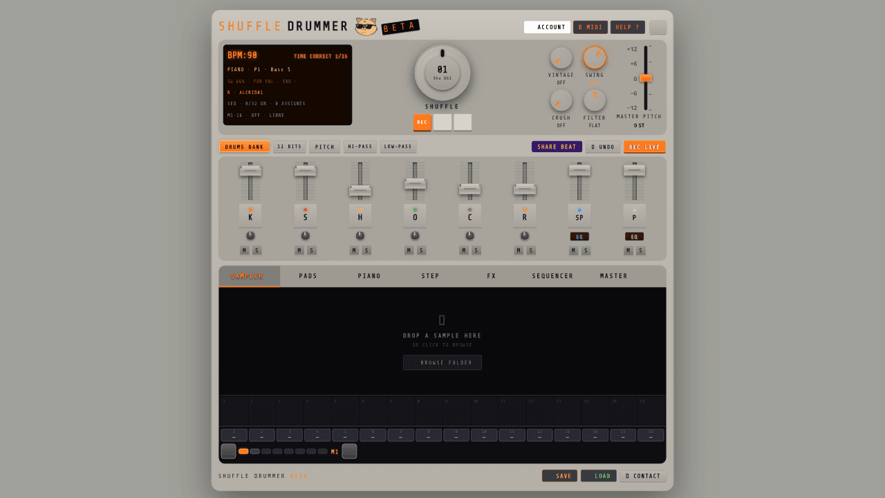 Shuffle Drummer website screenshot