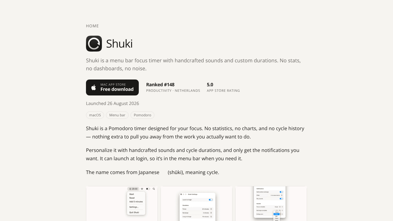 Shuki website screenshot