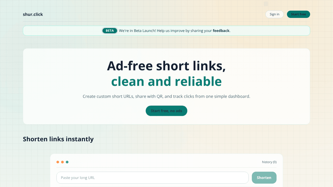 shur.click website screenshot