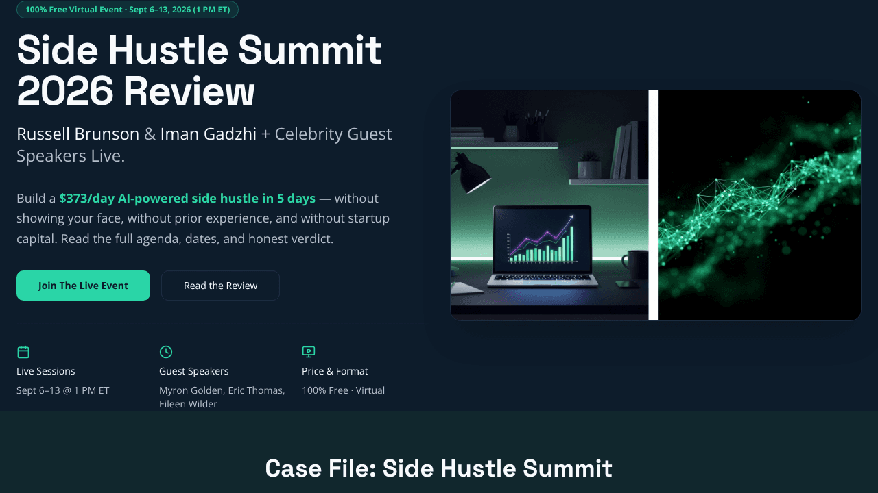 Side Hustle Summit Russell & Iman Gadzhi website screenshot