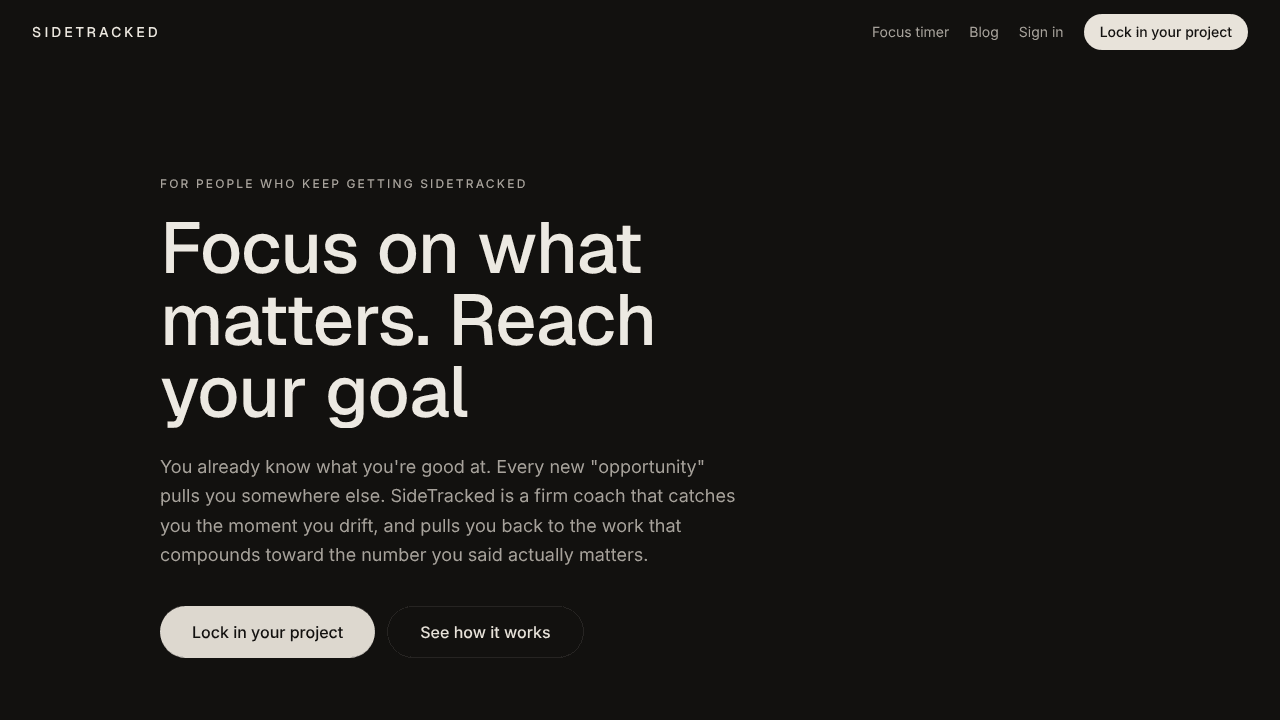 SideTracked website screenshot