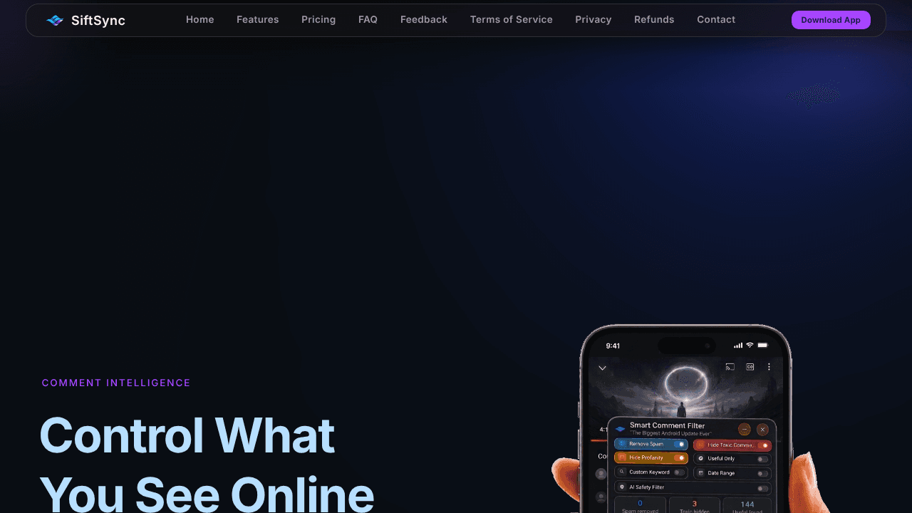 Siftsync website screenshot