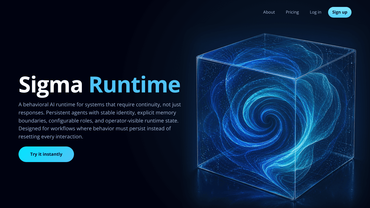 Sigma Runtime website screenshot