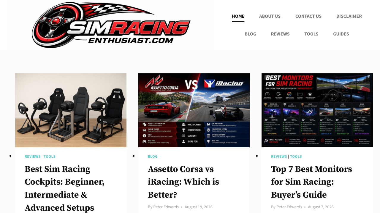 Sim Racing Enthusiast website screenshot