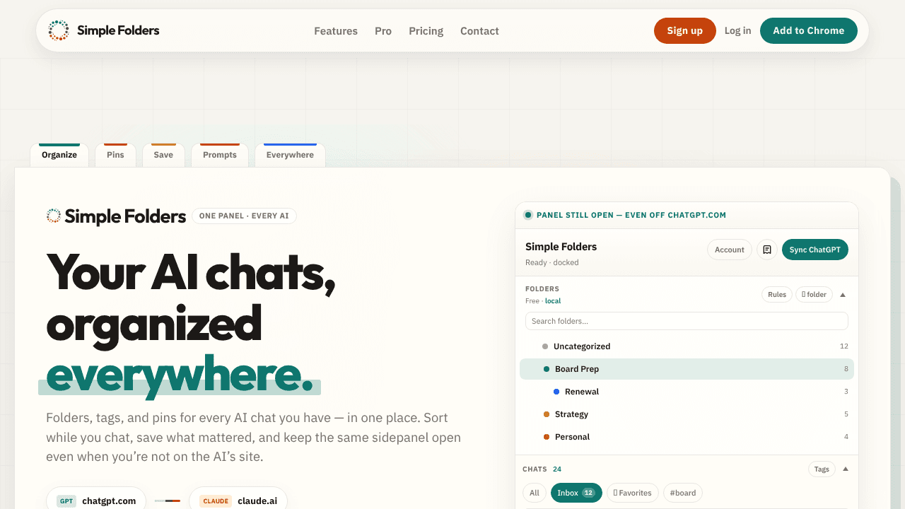 Simple Folder website screenshot