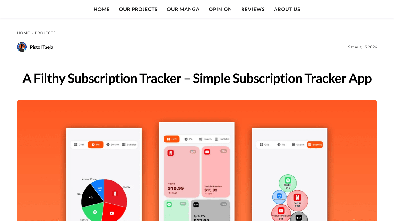 Simple Subscription Tracker website screenshot