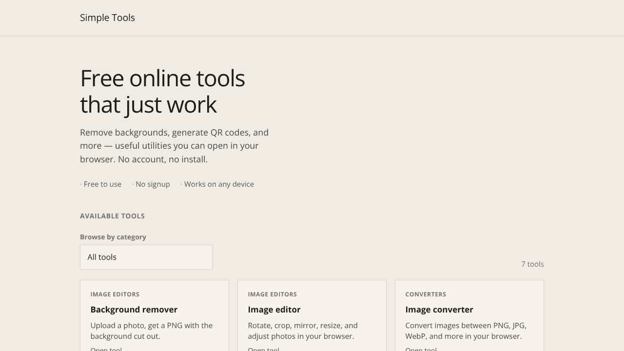 Simple Tools website screenshot