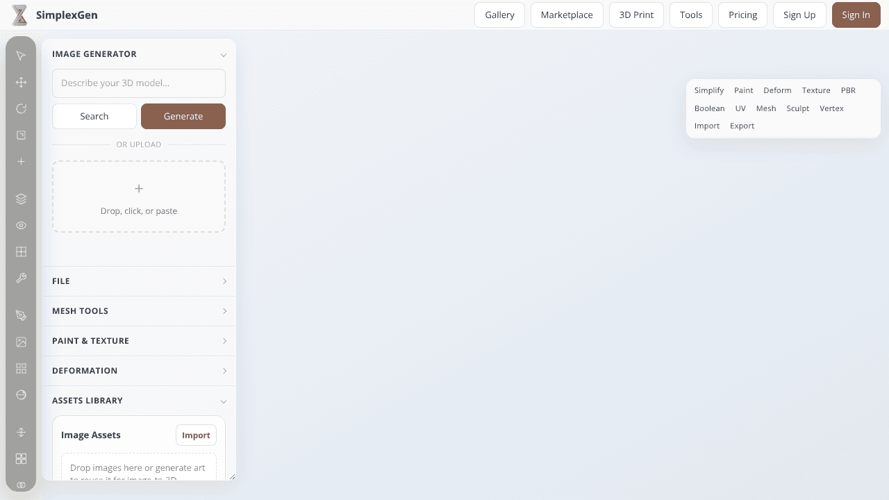 SimplexGen website screenshot