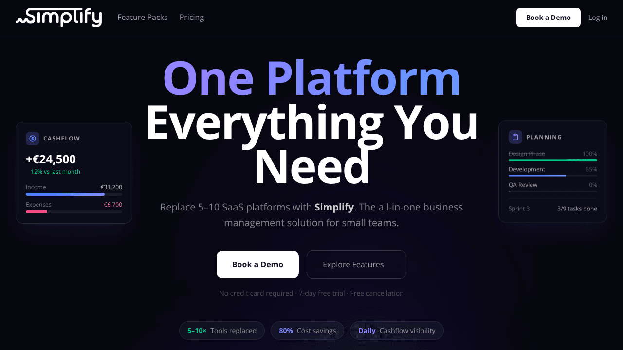 Simplify Suite website screenshot