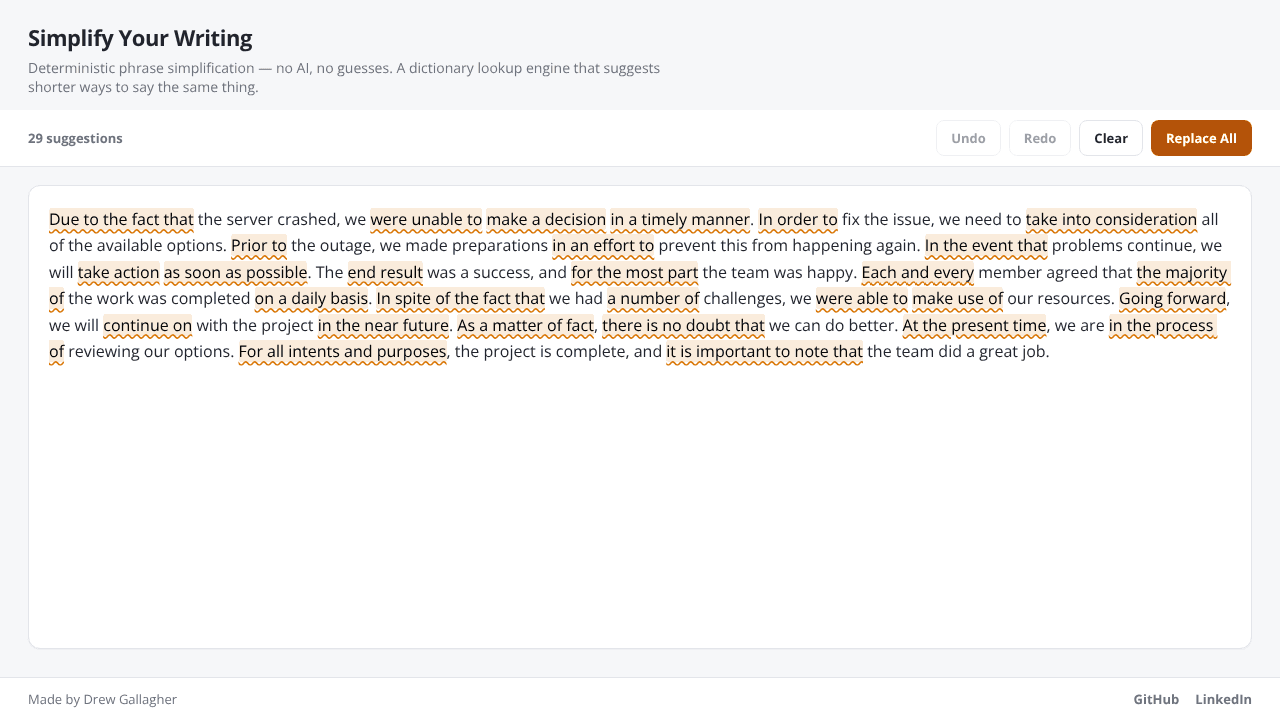 Simplify Your Writing website screenshot