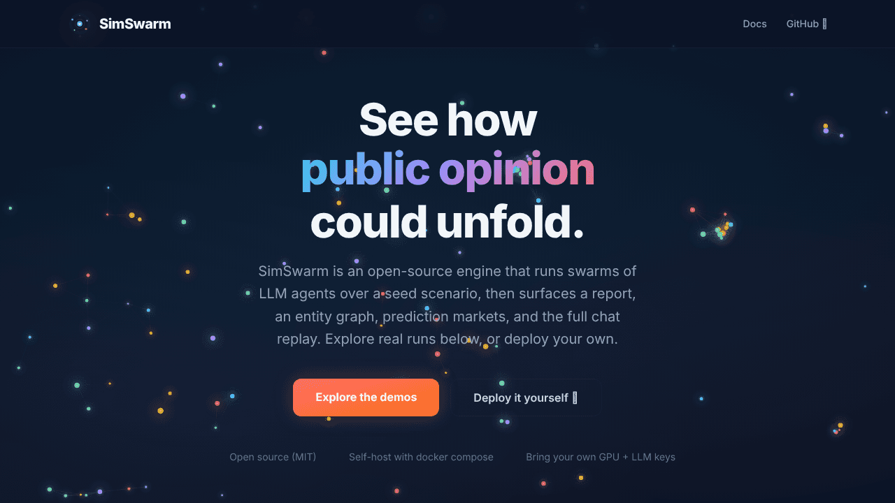SimSwarm website screenshot