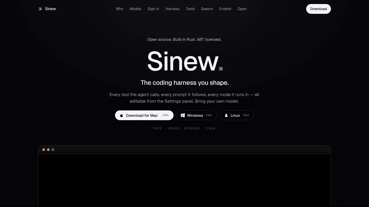 Sinew website screenshot