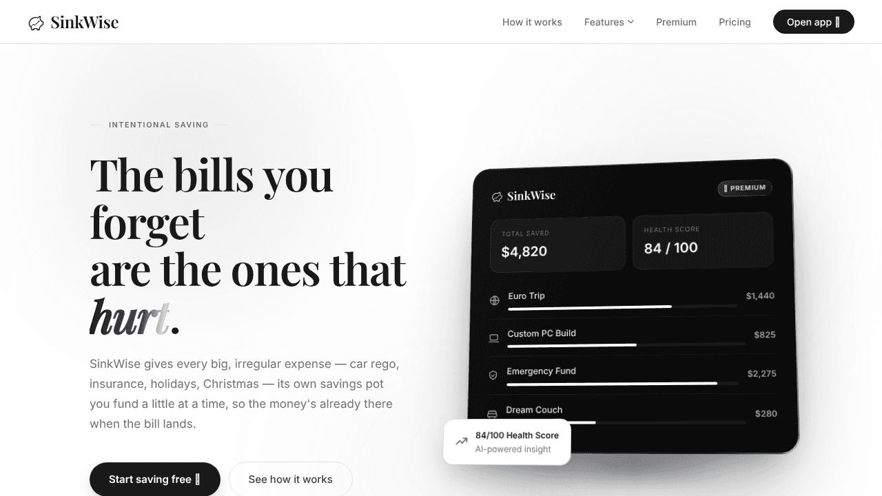 SinkWise website screenshot