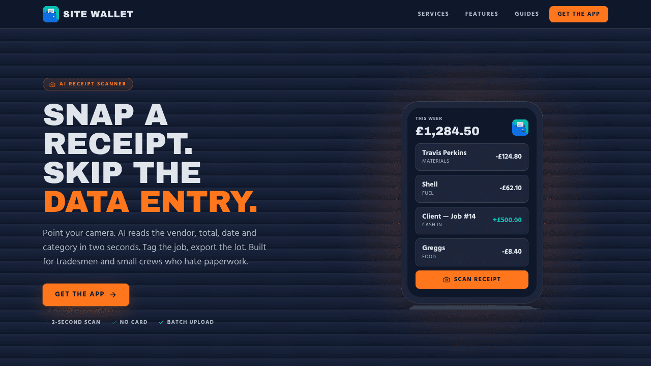 Site Wallet website screenshot