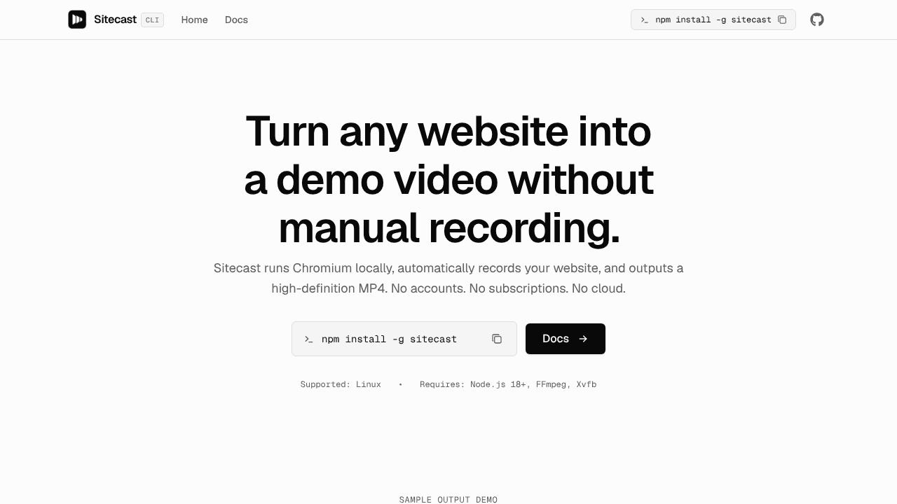 Sitecast website screenshot