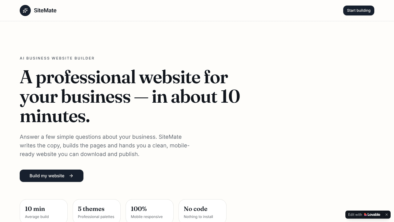 SiteMate — AI Website Builder website screenshot