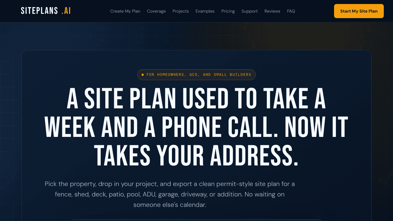 SitePlans.ai website screenshot