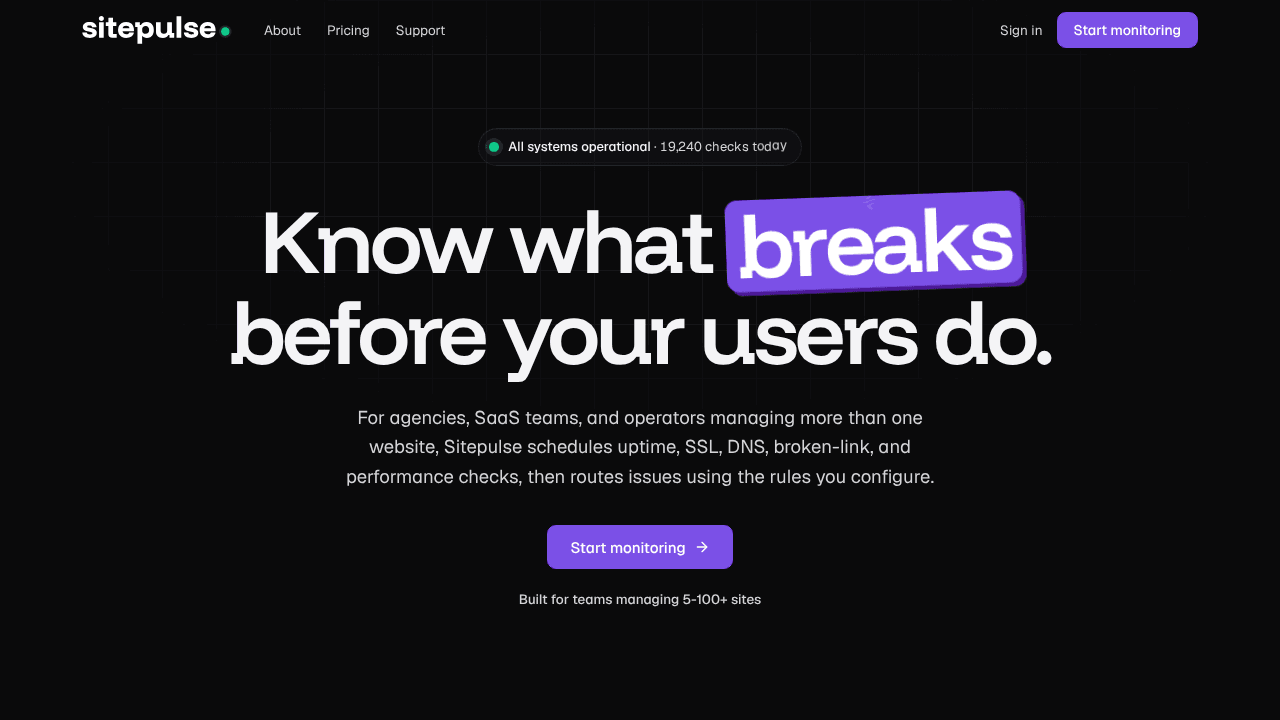 Sitepulse website screenshot