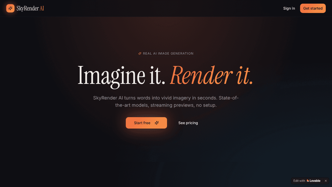 skerender ai website screenshot