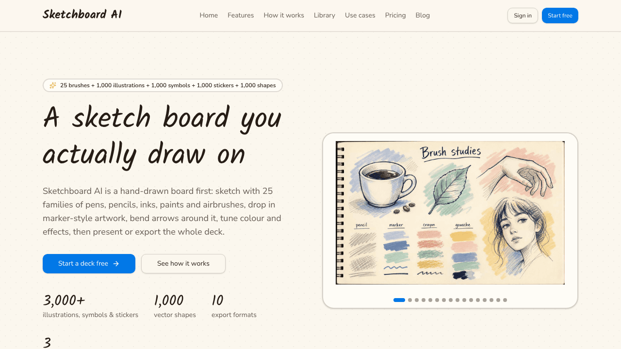 Sketchboard AI website screenshot