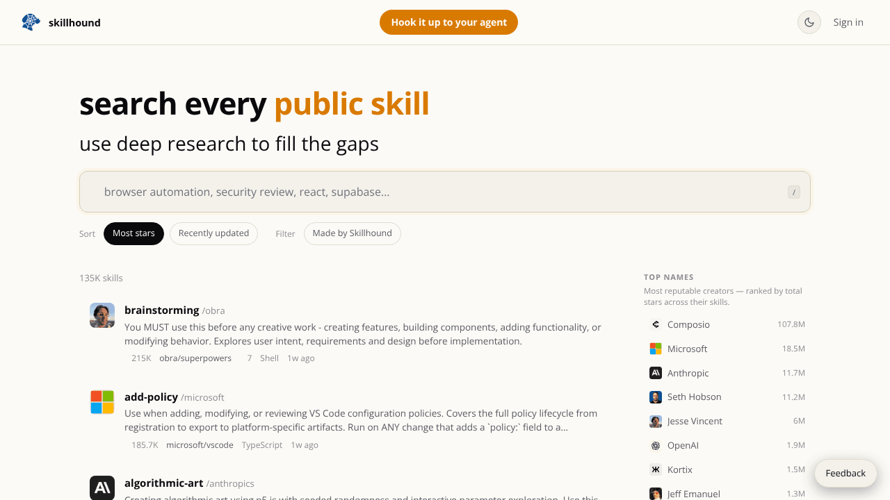 Skillhound website screenshot