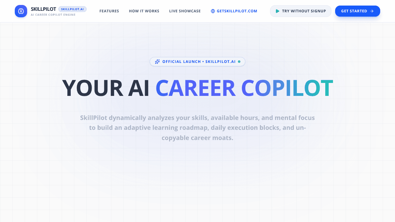 SkillPilot website screenshot