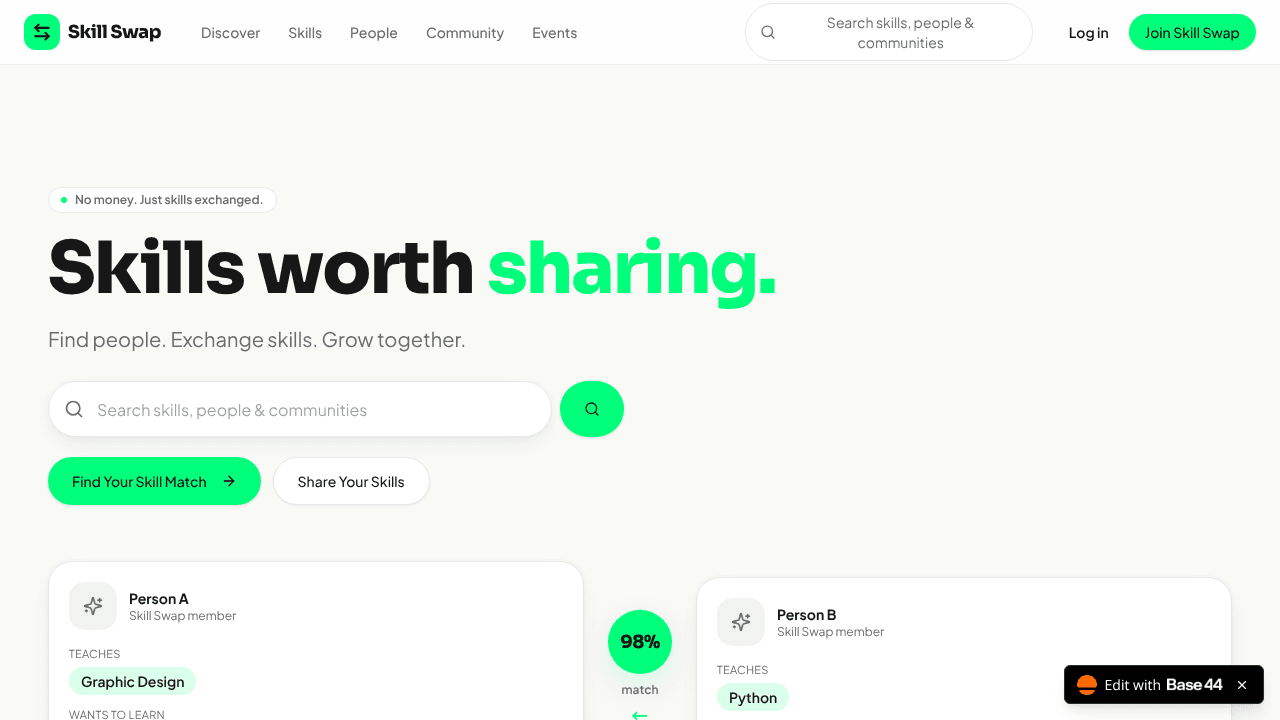 SkillSwap website screenshot