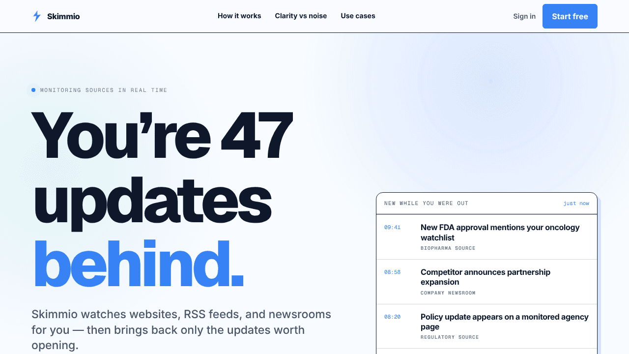Skimmio website screenshot