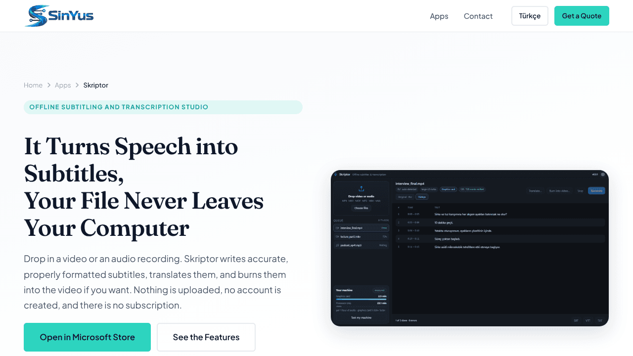 Skriptor website screenshot