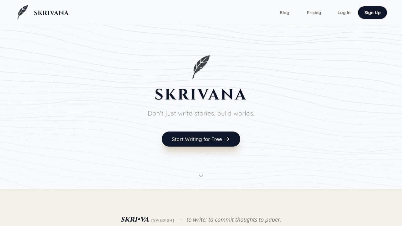 Skrivana website screenshot