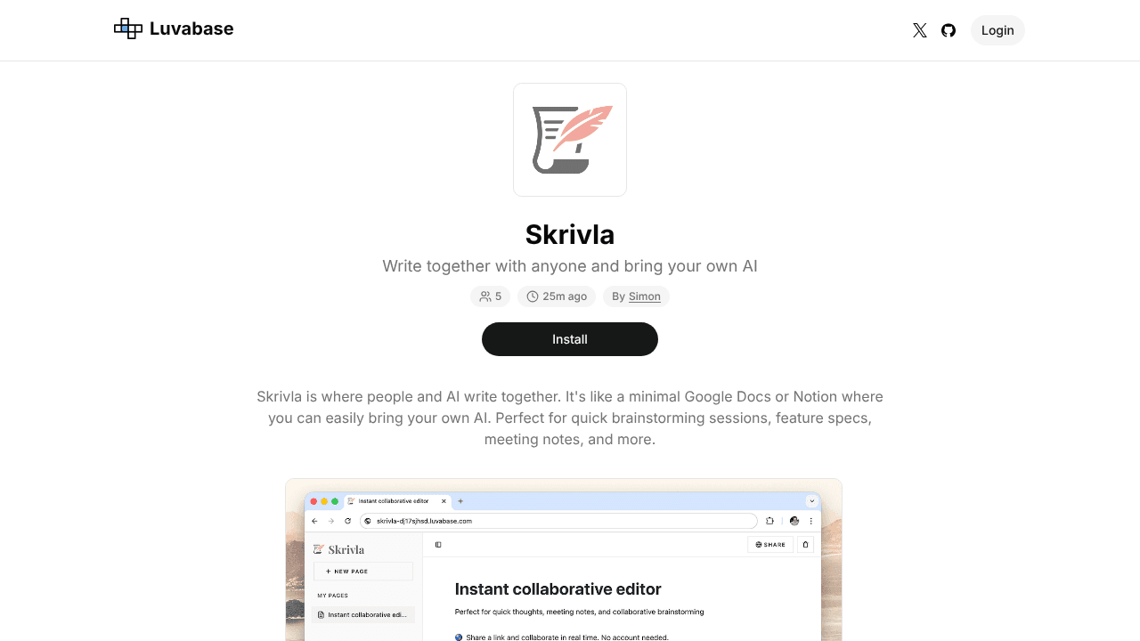 Skrivla Editor website screenshot
