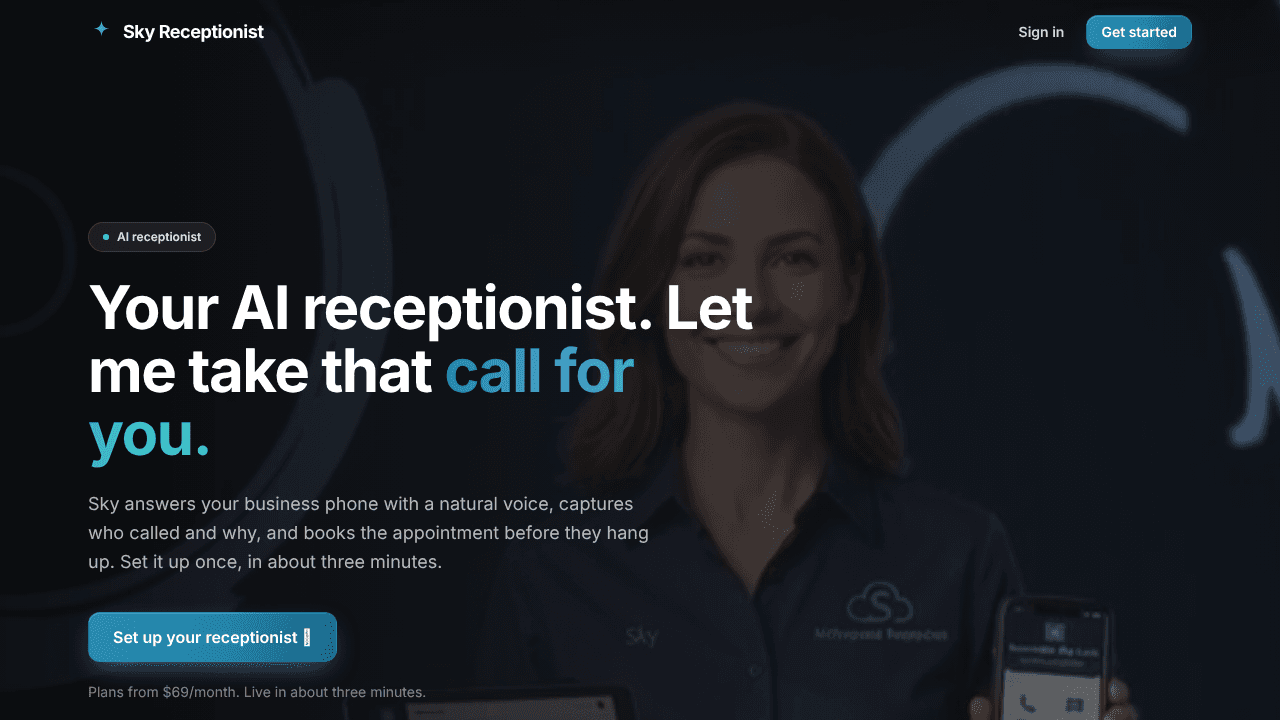 Sky Receptionist website screenshot