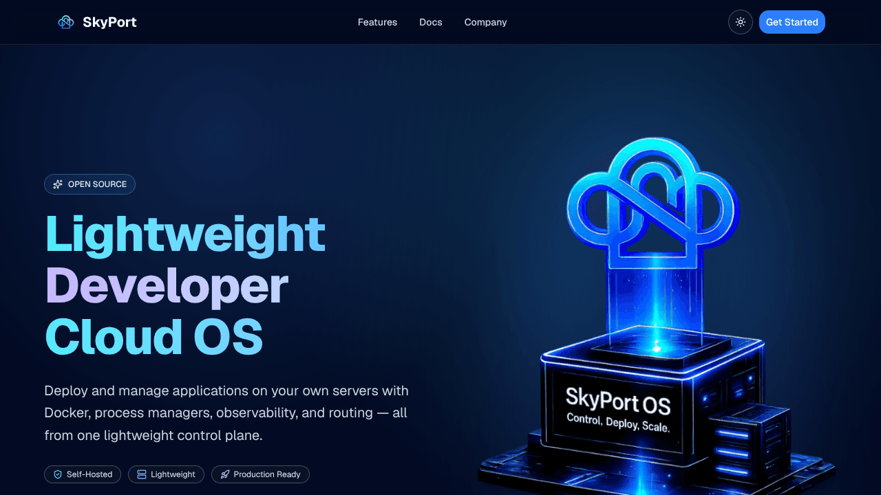 SkyPort website screenshot
