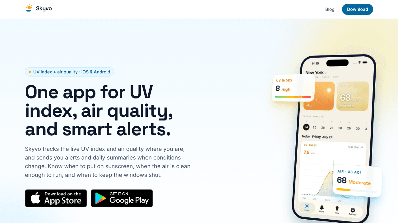Skyvo website screenshot